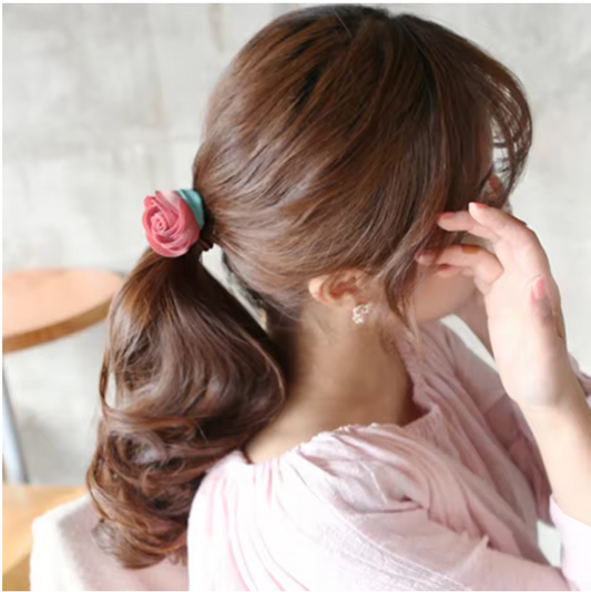 5pcs Elegant Rose Hair Ties – Premium Floral Hair Accessories with Pearl Detail