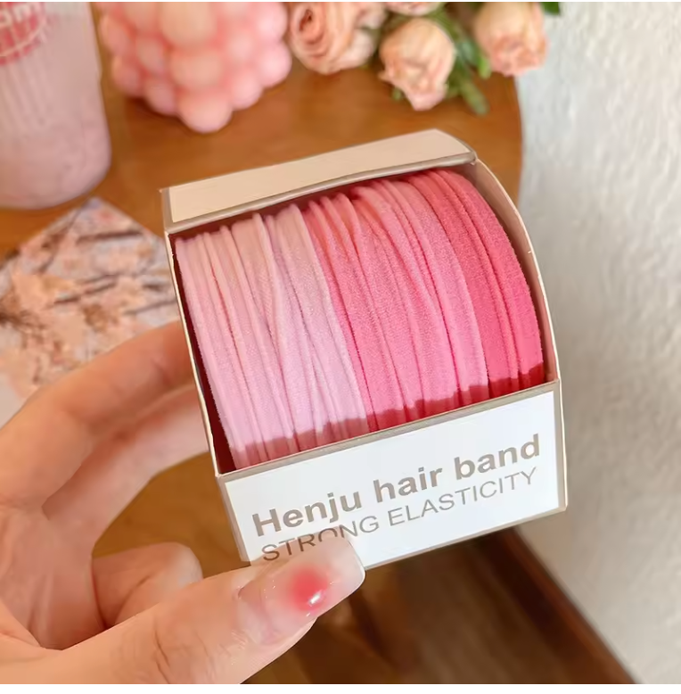 Colorful High-Elastic Hair Tie Set – Soft Nylon & Rubber Hair Bands | Cute Hair Accessories for Women & Girls