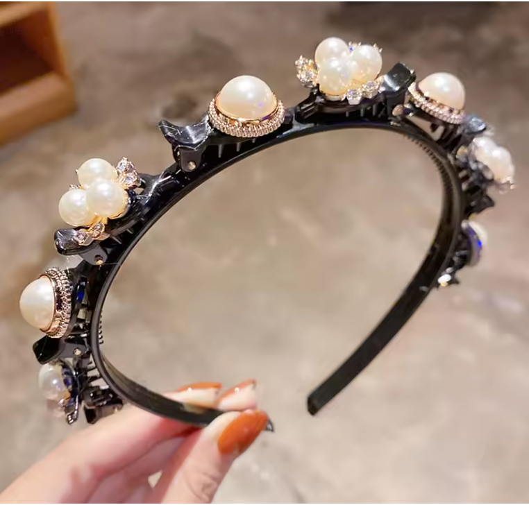 Pearl & Rhinestone Hairband – Stylish Hair Accessory for Women & Girls