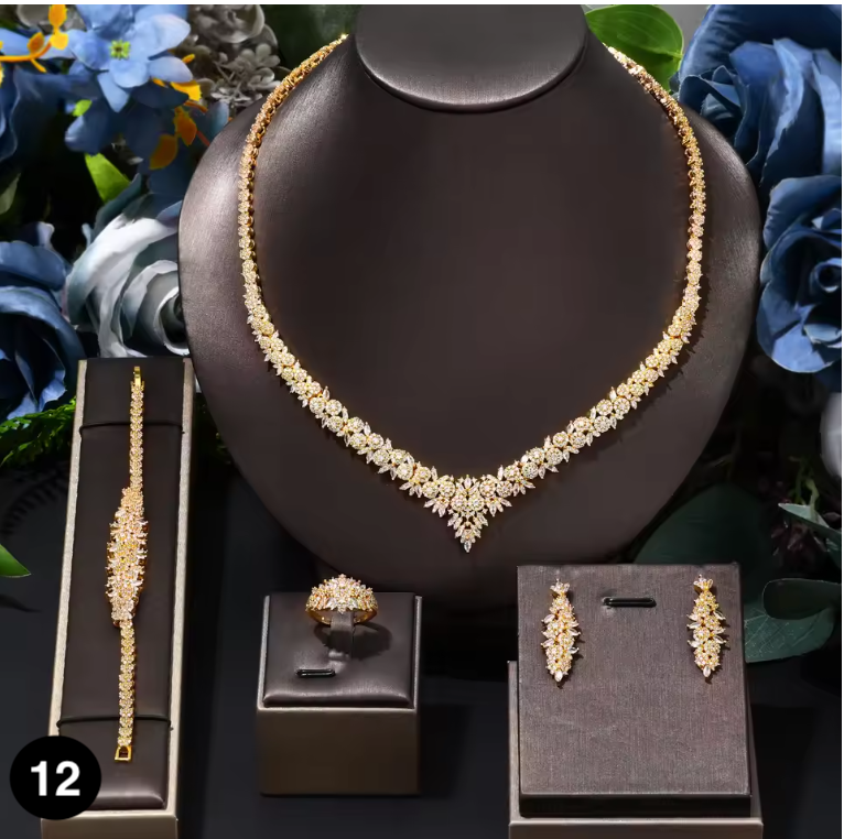 Luxury Bridal Jewelry Set – 4 Pieces with Zirconia Shine