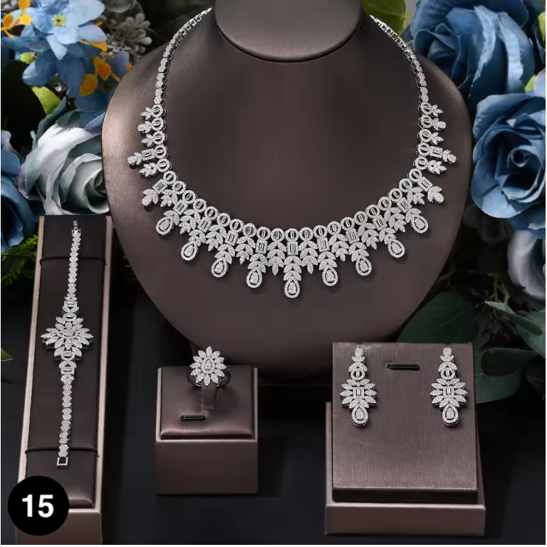 Luxury Bridal Jewelry Set – 4 Pieces with Zirconia Shine