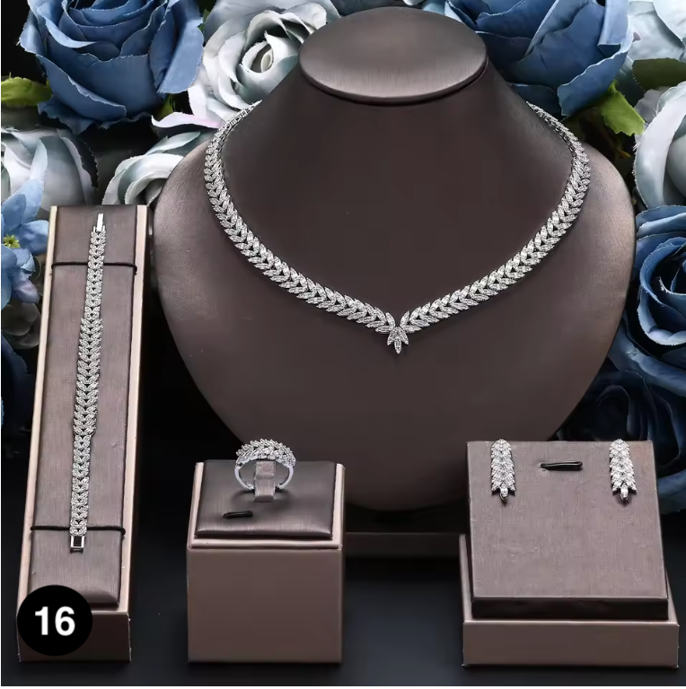 Luxury Bridal Jewelry Set – 4 Pieces with Zirconia Shine