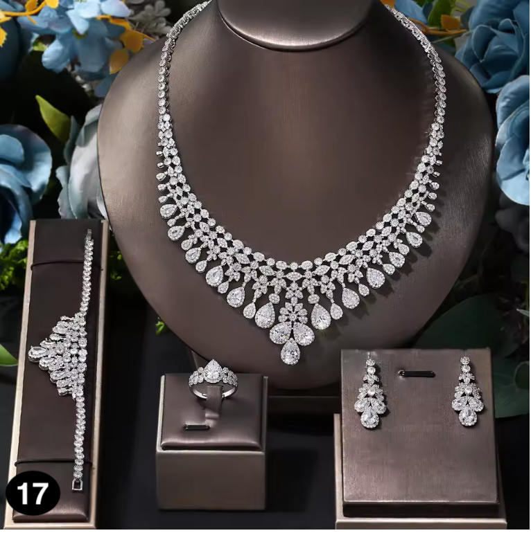 Luxury Bridal Jewelry Set – 4 Pieces with Zirconia Shine