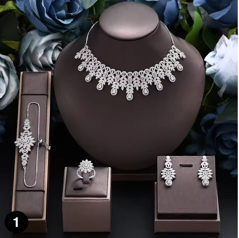 Luxury Bridal Jewelry Set – 4 Pieces with Zirconia Shine