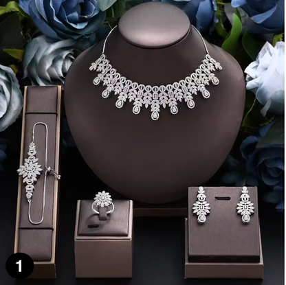 Luxury Bridal Jewelry Set – 4 Pieces with Zirconia Shine