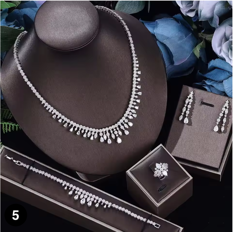 Luxury Bridal Jewelry Set – 4 Pieces with Zirconia Shine