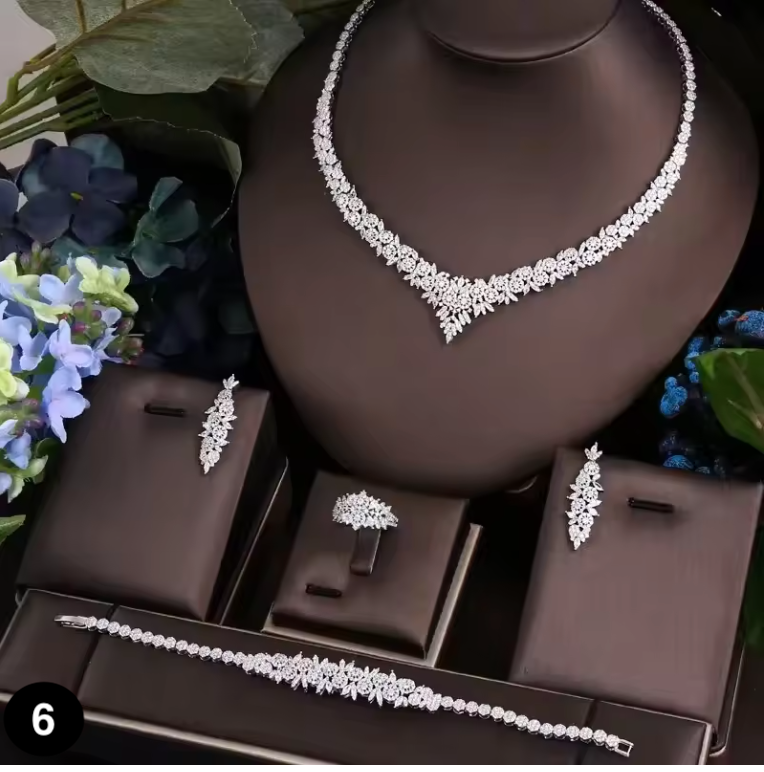 Luxury Bridal Jewelry Set – 4 Pieces with Zirconia Shine