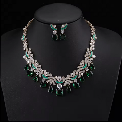 Luxury Zirconia Jewelry Set – Elegant Necklace & Earrings for Bridal and Evening Occasions