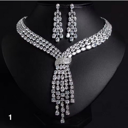 Luxury Water Drop Necklace & Earrings Set – Elegant Jewelry for Parties & Occasions