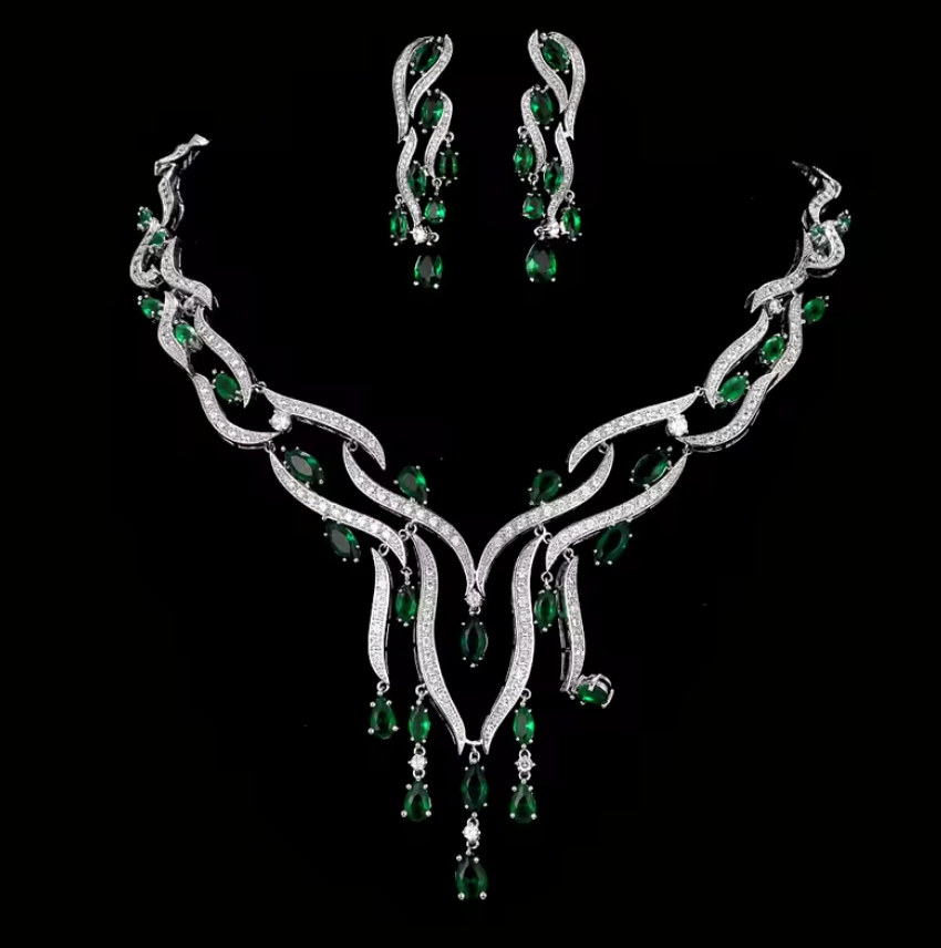 Luxury Zirconia Jewelry Set – Elegant Necklace & Earrings for Weddings & Parties