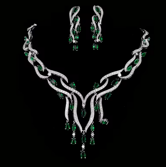 Luxury Zirconia Jewelry Set – Elegant Necklace & Earrings for Weddings & Parties