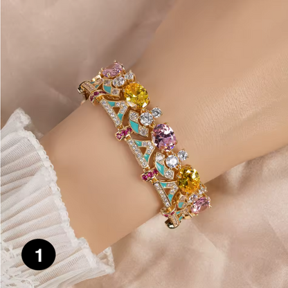 Luxury Gold Bracelet with Colorful Crystals