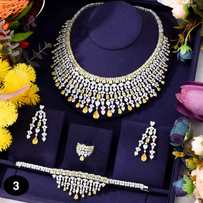 Luxury Zircon Jewelry Set – Elegant Necklace, Earrings & Bangle for Women, Wedding & Party Jewelry