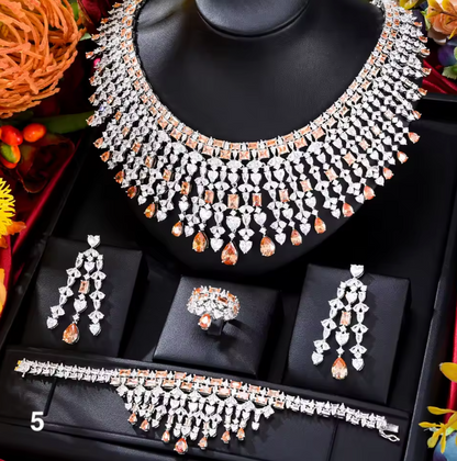 Luxury Zircon Jewelry Set – Elegant Necklace, Earrings & Bangle for Women, Wedding & Party Jewelry