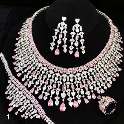 Luxury Zircon Jewelry Set – Elegant Necklace, Earrings & Bangle for Women, Wedding & Party Jewelry