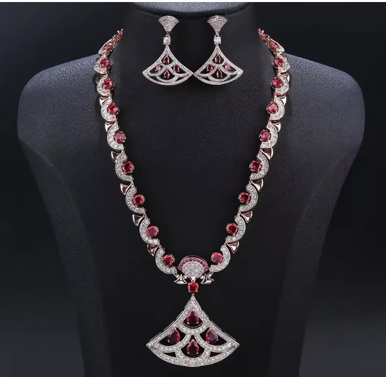 Luxury Zircon Pendant Necklace & Earrings Set – Elegant Jewelry for Women