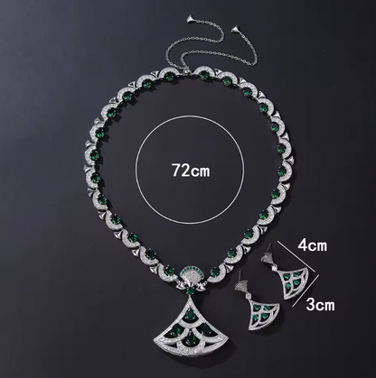 Luxury Zircon Pendant Necklace & Earrings Set – Elegant Jewelry for Women