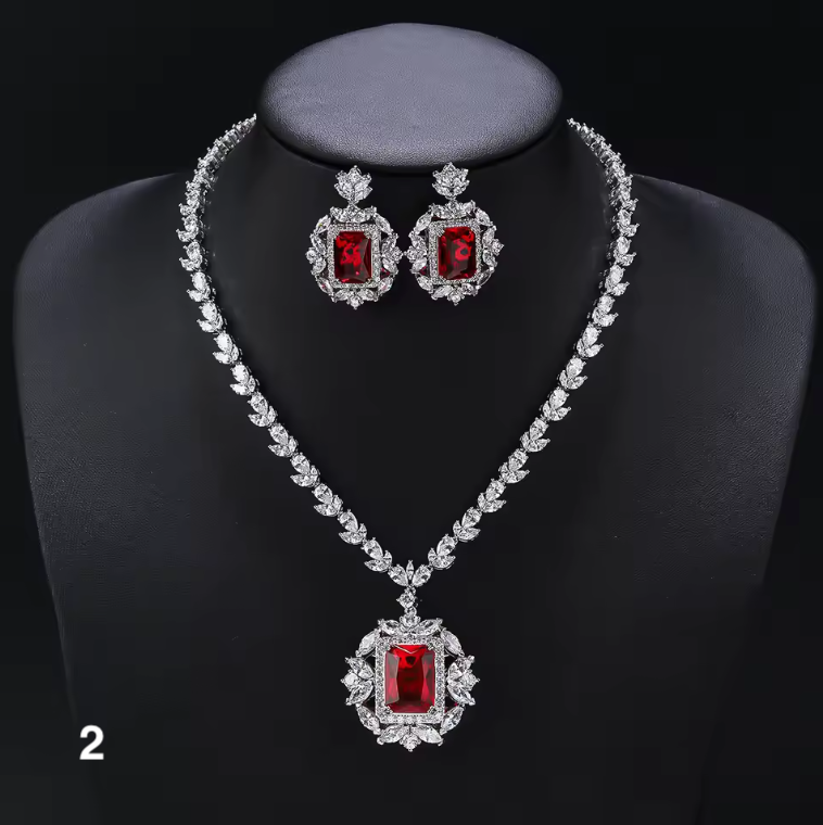 Luxury Cubic Zirconia Necklace & Earrings Set – Bridal & Evening Jewelry for Women