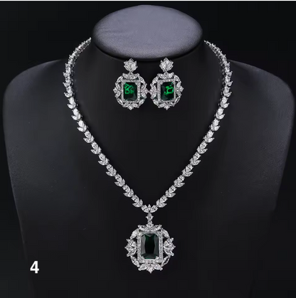 Luxury Cubic Zirconia Necklace & Earrings Set – Bridal & Evening Jewelry for Women