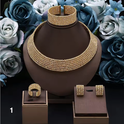 Luxury Geometric Statement Jewelry Set – Bold Necklace, Earrings & Ring