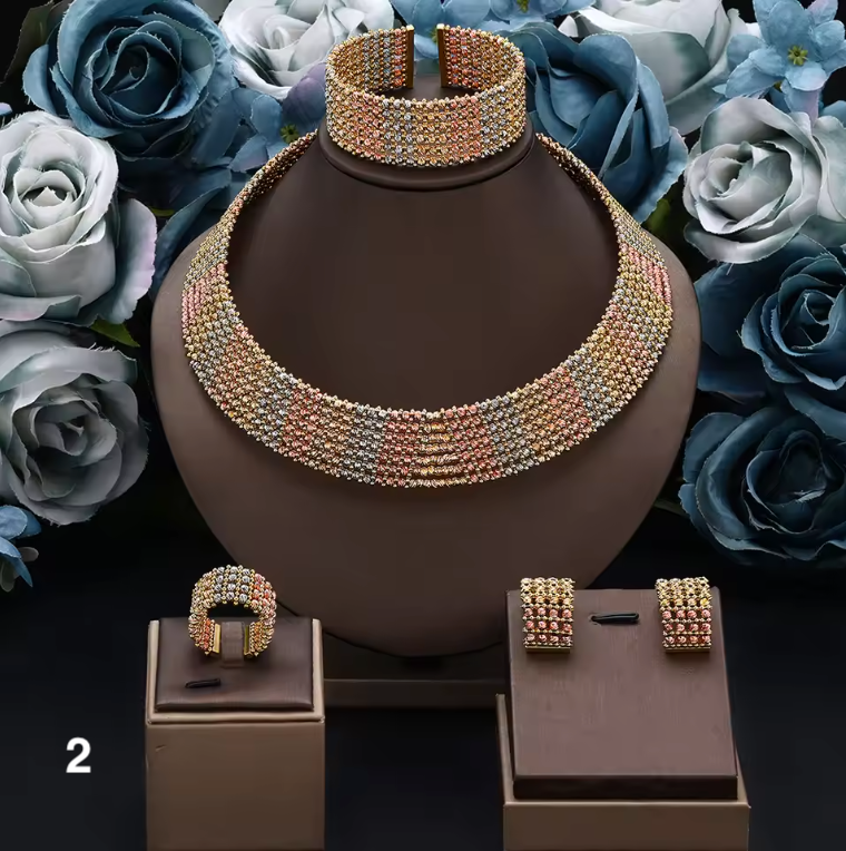 Luxury Geometric Statement Jewelry Set – Bold Necklace, Earrings & Ring
