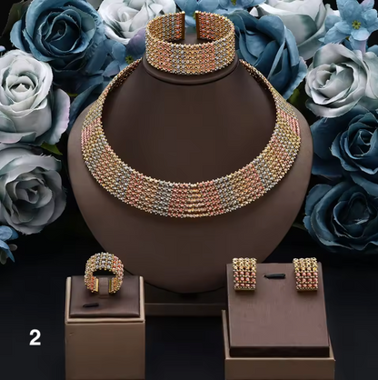 Luxury Geometric Statement Jewelry Set – Bold Necklace, Earrings & Ring