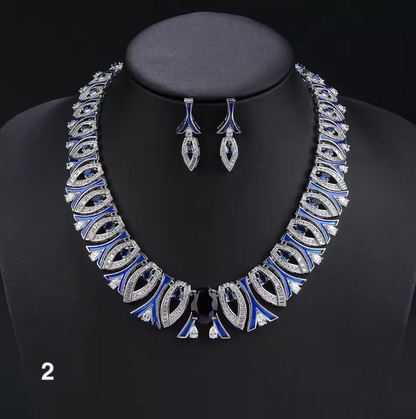 Luxury Zirconia Statement Necklace & Earrings Set – Elegant Jewelry for Women, Parties & Occasions