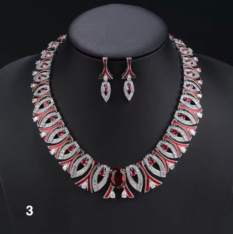 Luxury Zirconia Statement Necklace & Earrings Set – Elegant Jewelry for Women, Parties & Occasions