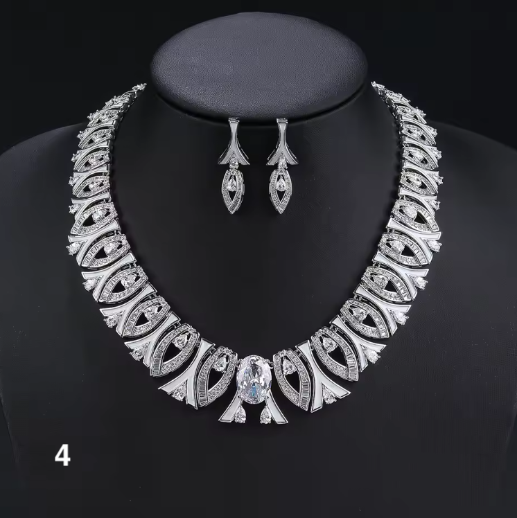 Luxury Zirconia Statement Necklace & Earrings Set – Elegant Jewelry for Women, Parties & Occasions