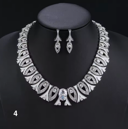 Luxury Zirconia Statement Necklace & Earrings Set – Elegant Jewelry for Women, Parties & Occasions
