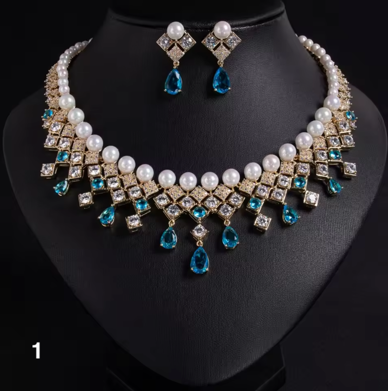 Luxurious Pearl & Zirconia Jewelry Set – Glamorous Party & Wedding Look