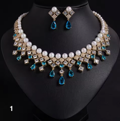 Luxurious Pearl & Zirconia Jewelry Set – Glamorous Party & Wedding Look