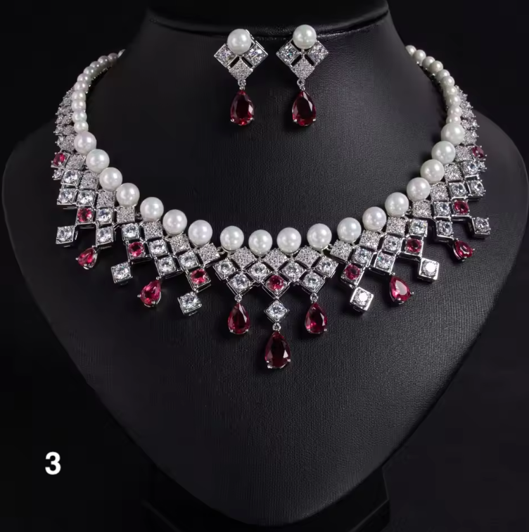 Luxurious Pearl & Zirconia Jewelry Set – Glamorous Party & Wedding Look