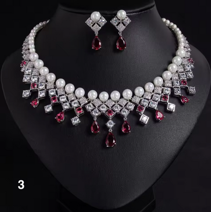 Luxurious Pearl & Zirconia Jewelry Set – Glamorous Party & Wedding Look