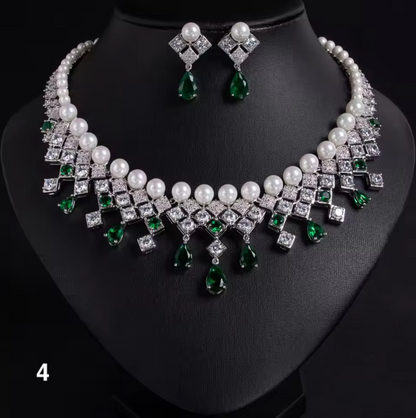 Luxurious Pearl & Zirconia Jewelry Set – Glamorous Party & Wedding Look