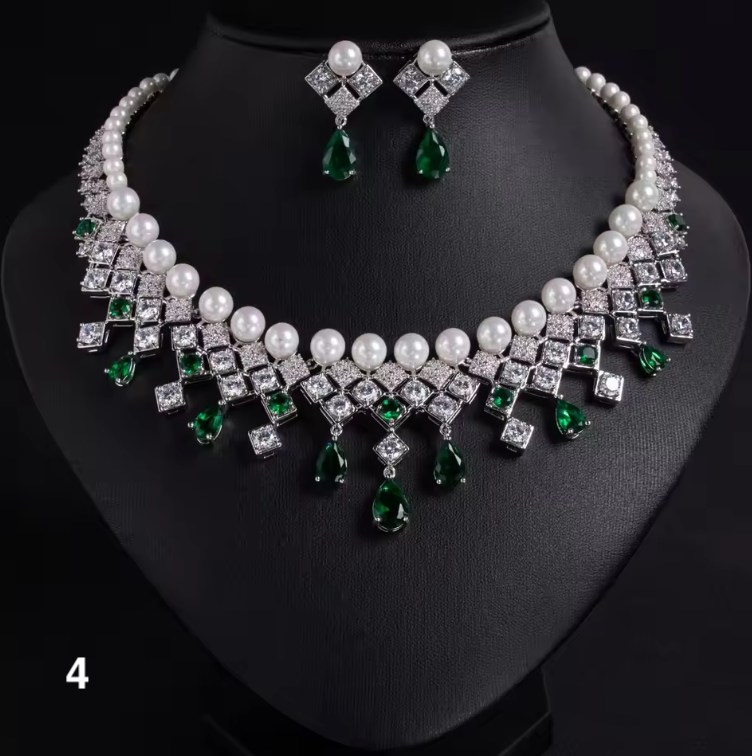 Luxurious Pearl & Zirconia Jewelry Set – Glamorous Party & Wedding Look