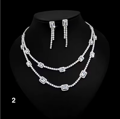 Luxury Crystal Necklace Set – Double-Layer Elegance for Special Occasions