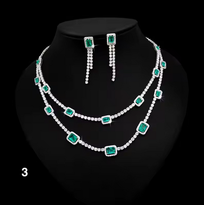 Luxury Crystal Necklace Set – Double-Layer Elegance for Special Occasions