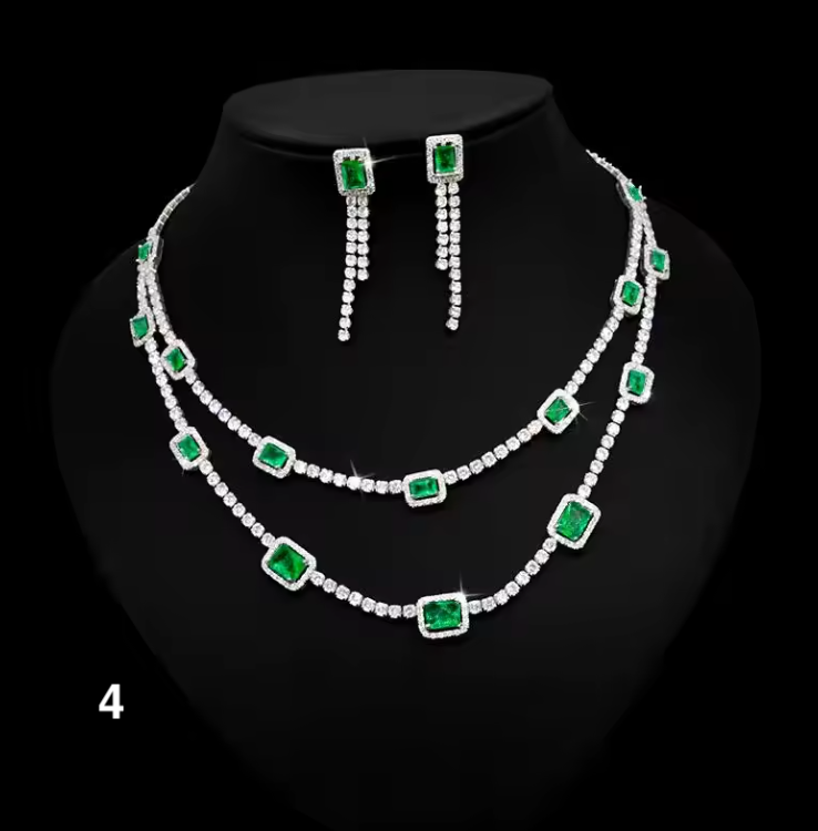 Luxury Crystal Necklace Set – Double-Layer Elegance for Special Occasions