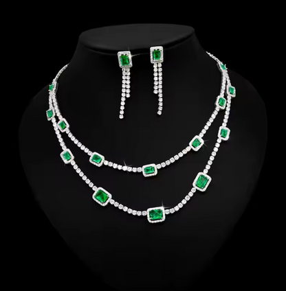 Luxury Crystal Necklace Set – Double-Layer Elegance for Special Occasions