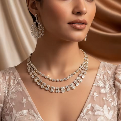 Luxury 3-Layer Pearl Necklace & Earring Set – Timeless Glamour for Elegant Occasions