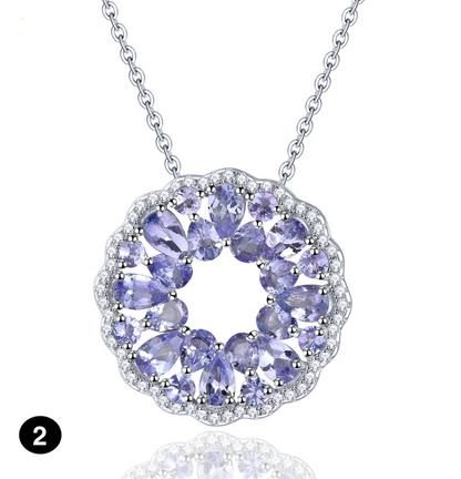 Luxury Aquamarine Circle Pendant – 925 Sterling Silver, Light Blue Sparkle