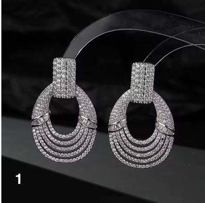 Luxurious zircon-studded earrings, perfect for all occasions, parties, and weddings.