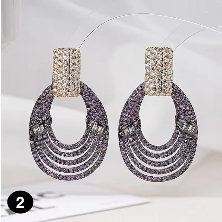 Luxurious zircon-studded earrings, perfect for all occasions, parties, and weddings.