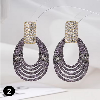 Luxurious zircon-studded earrings, perfect for all occasions, parties, and weddings.