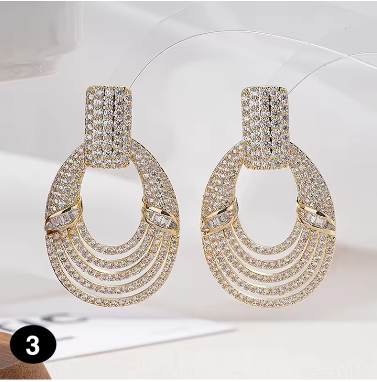 Luxurious zircon-studded earrings, perfect for all occasions, parties, and weddings.