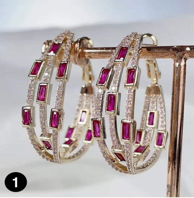 Colorful Twisted Hoop Earrings – Luxury Paved CZ Design