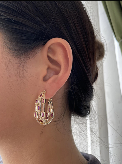 Colorful Twisted Hoop Earrings – Luxury Paved CZ Design