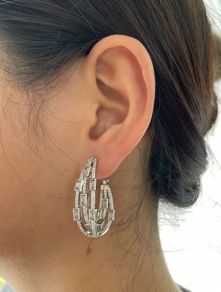 Colorful Twisted Hoop Earrings – Luxury Paved CZ Design