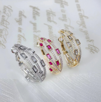 Colorful Twisted Hoop Earrings – Luxury Paved CZ Design